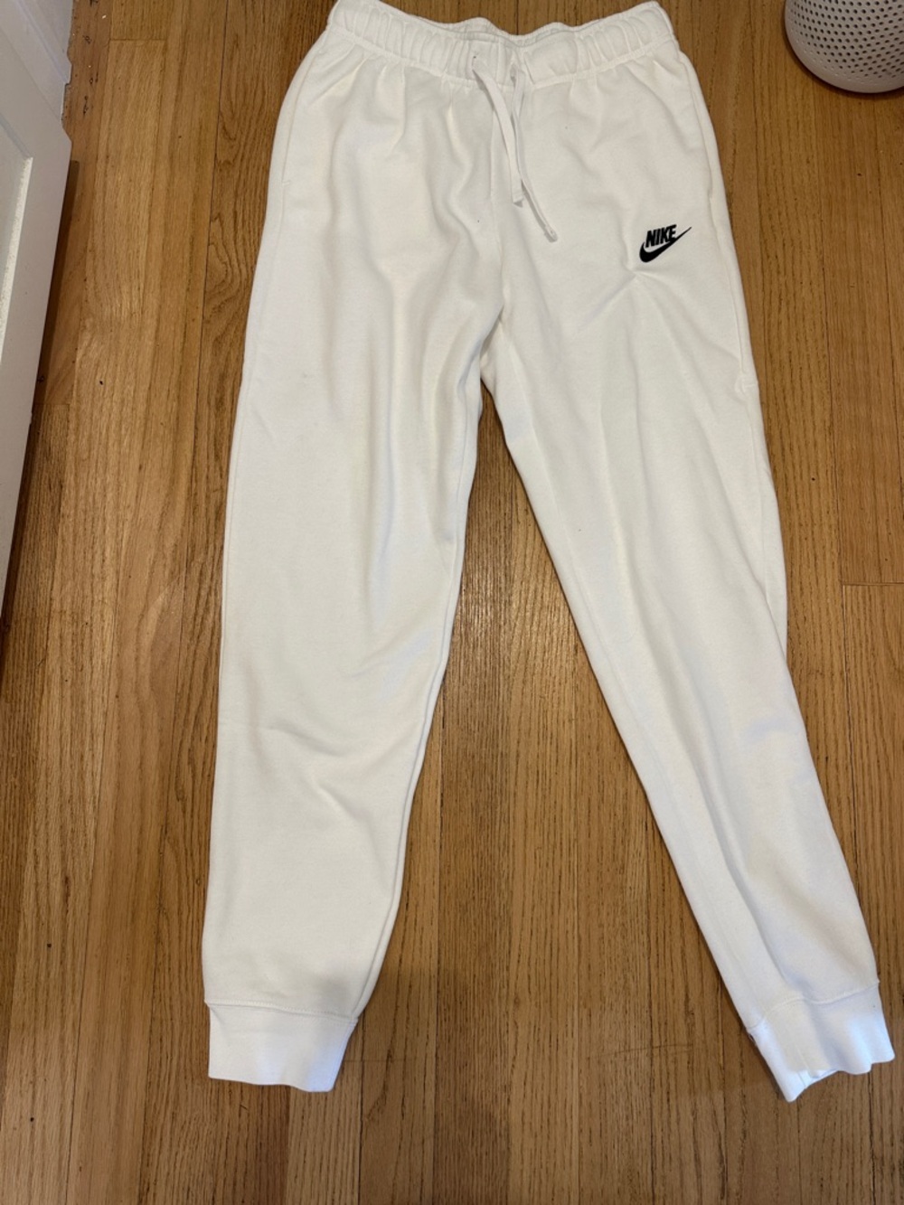 Nike White Jogger Sweatpants with Black Swoosh